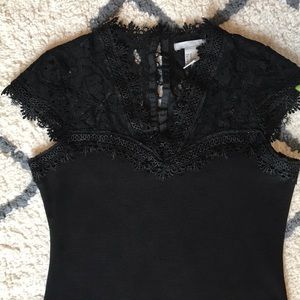 H&M partial lace top